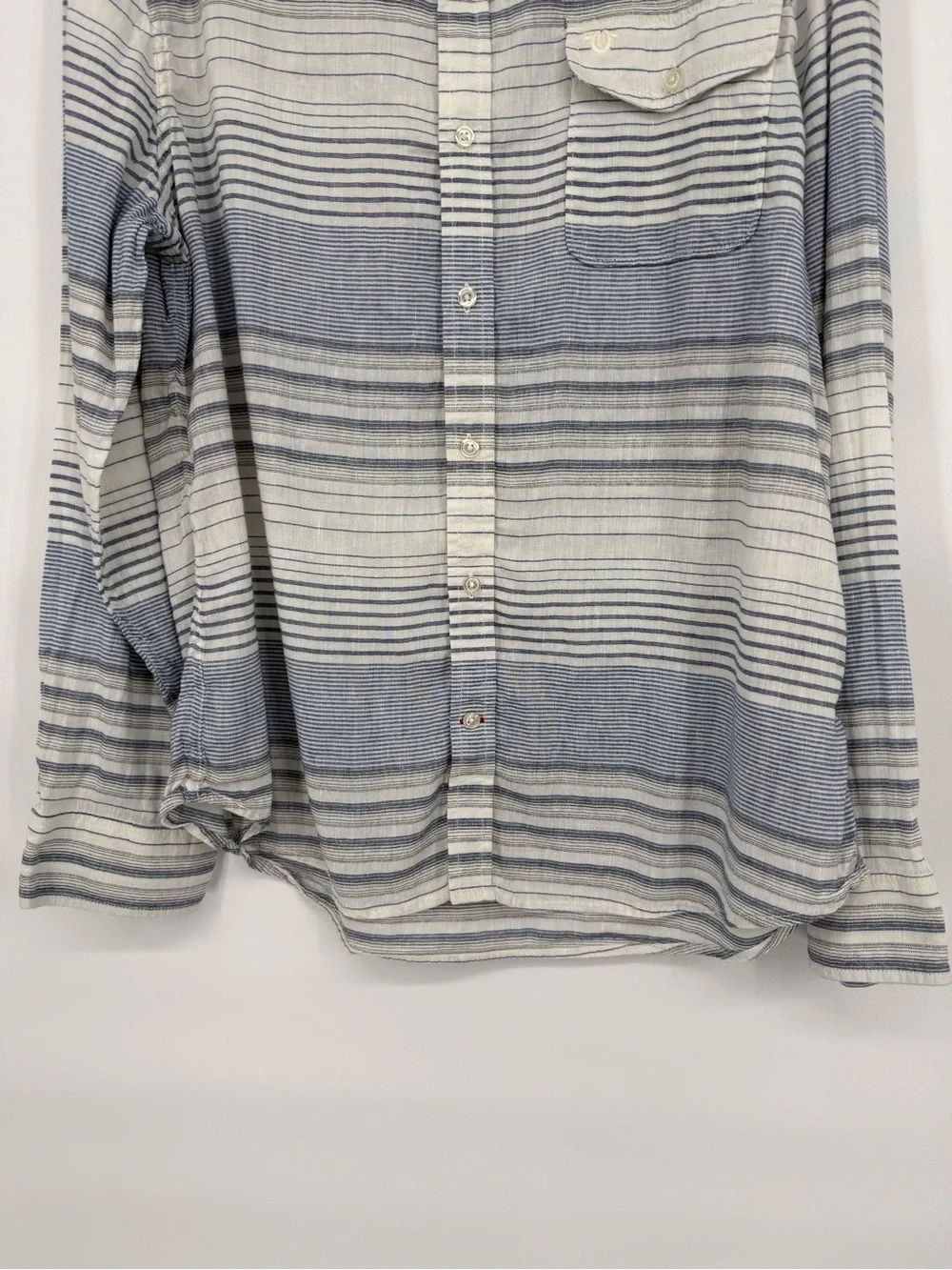 True Religion Linen Cotton Striped Button‎ Up Shirt XXL Coastal Beach Nautical